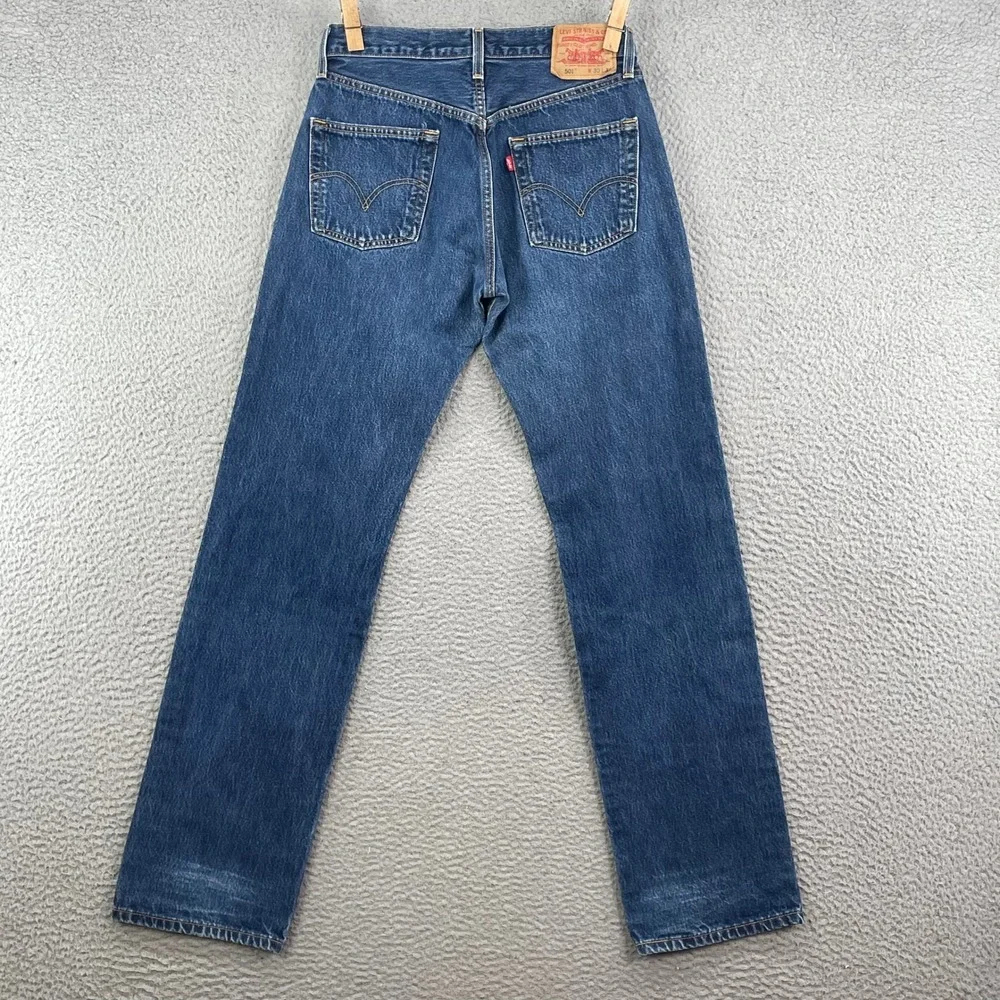 Levi's 501 Jeans‎ Mens 29x31 Blue Vintage Button Fly Moto Skate Denim Academia